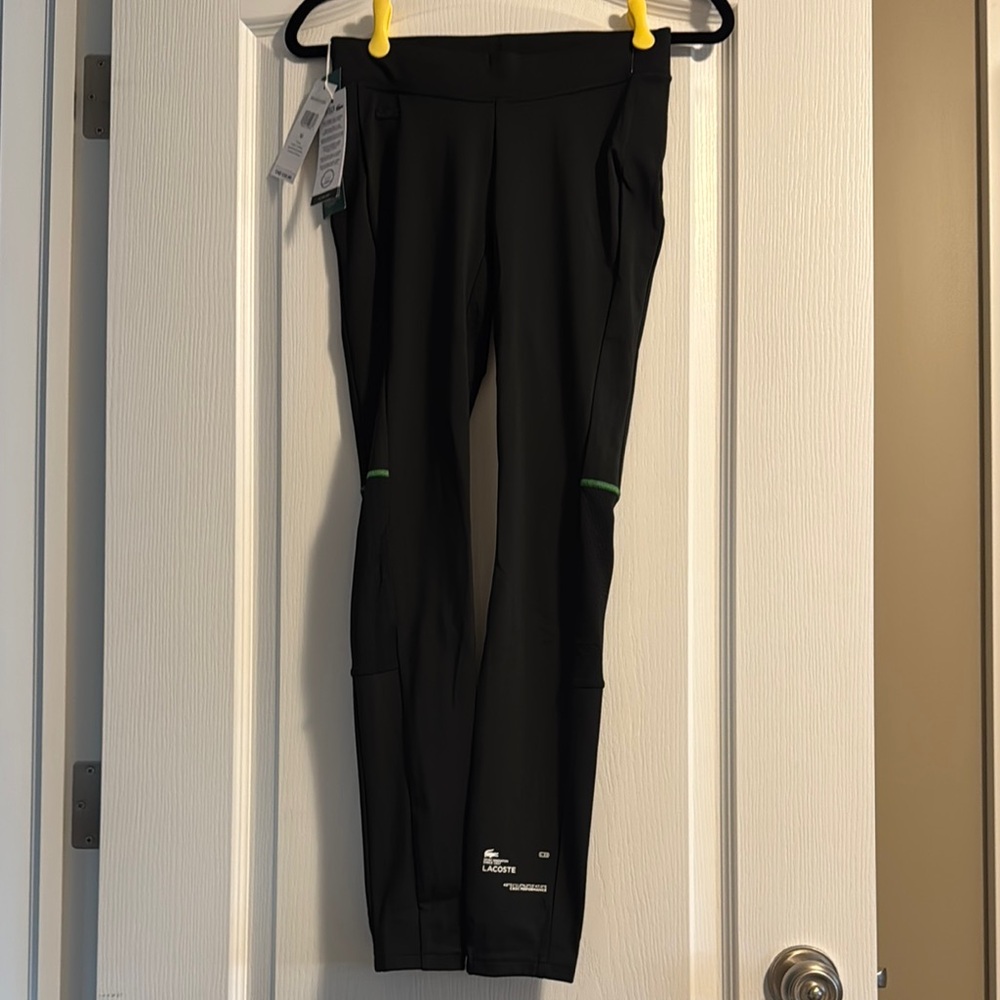 Lacoste Sport Black Tights with Green Highlights